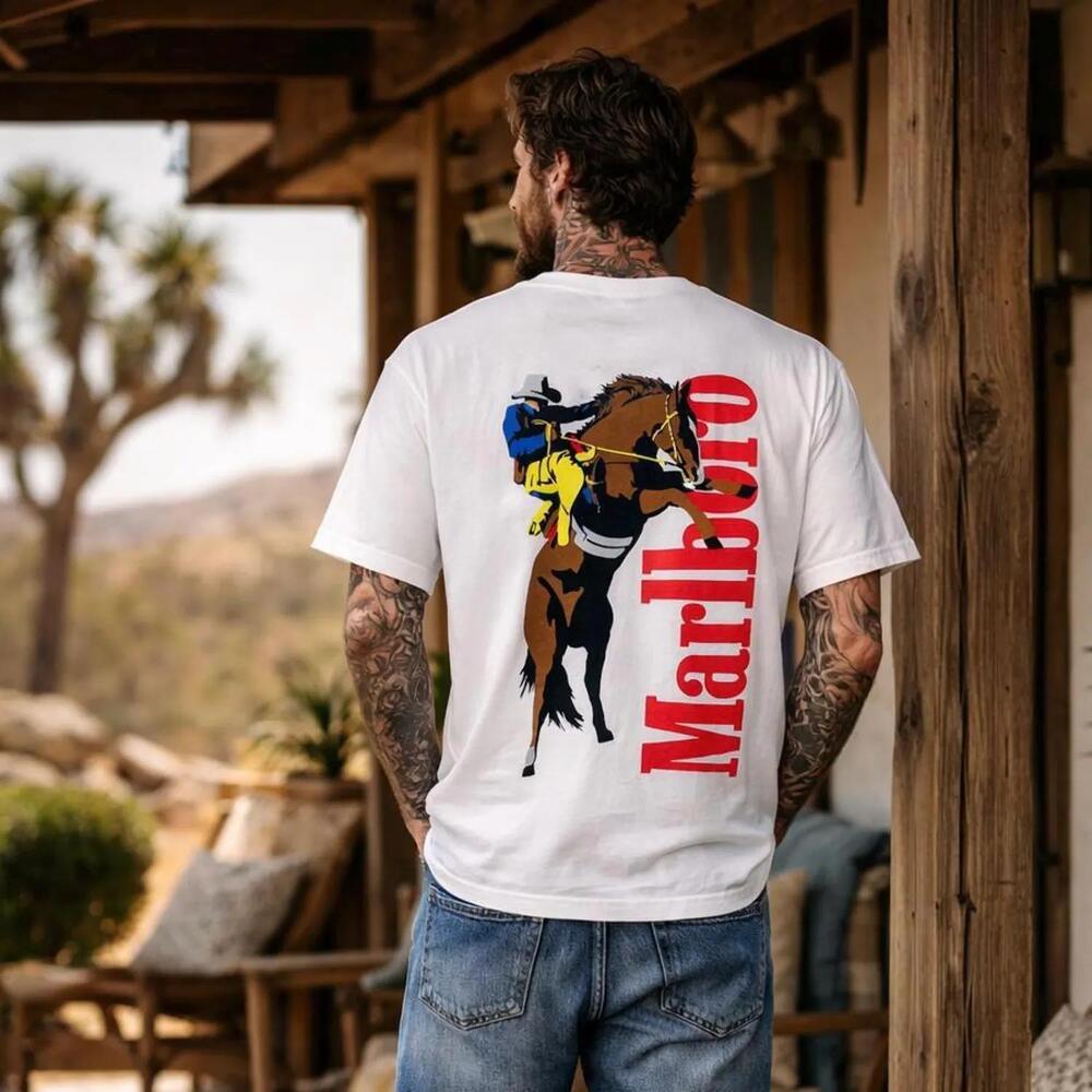 Marlboro Wild West Full Back Print Pocket TShirt